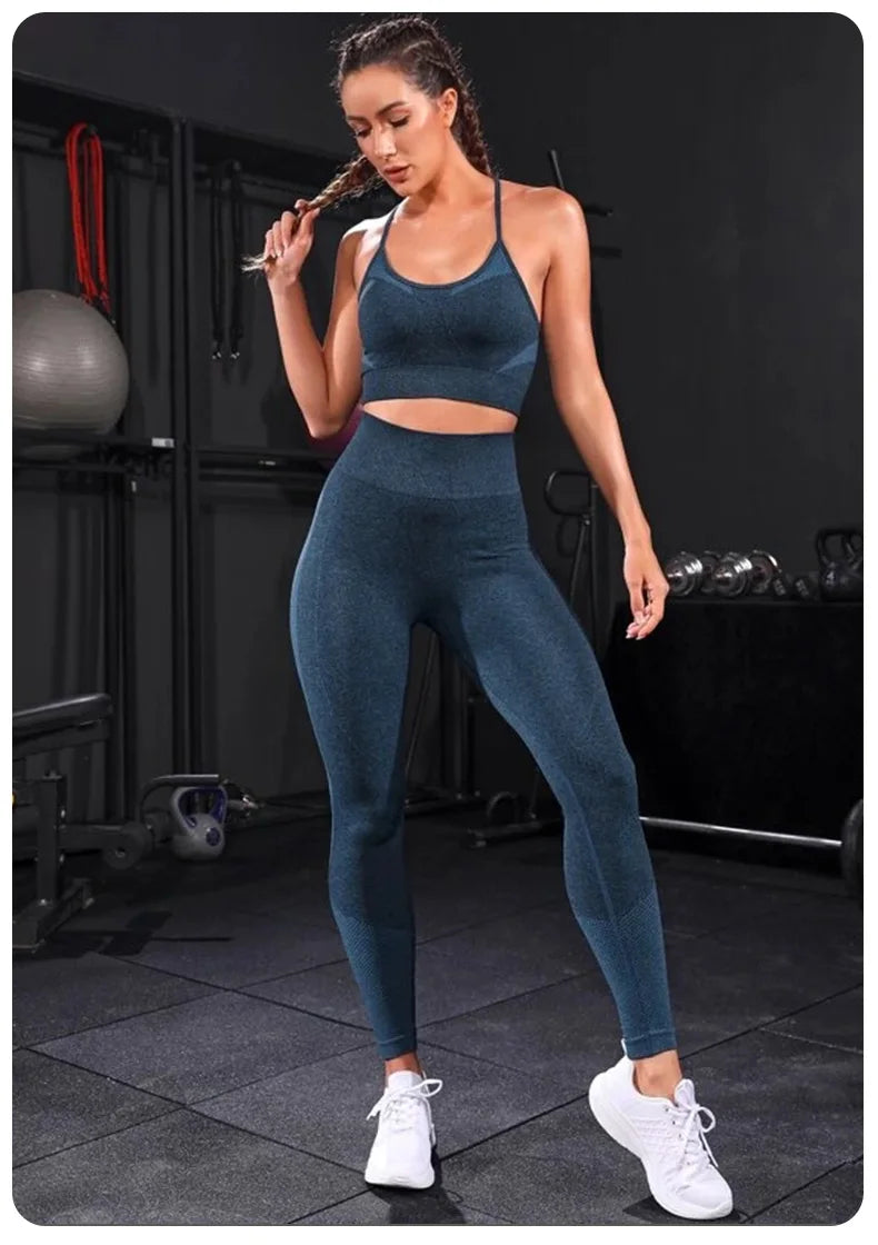 Nylon Geometric Print Sleeveless Two-Piece Yoga Set