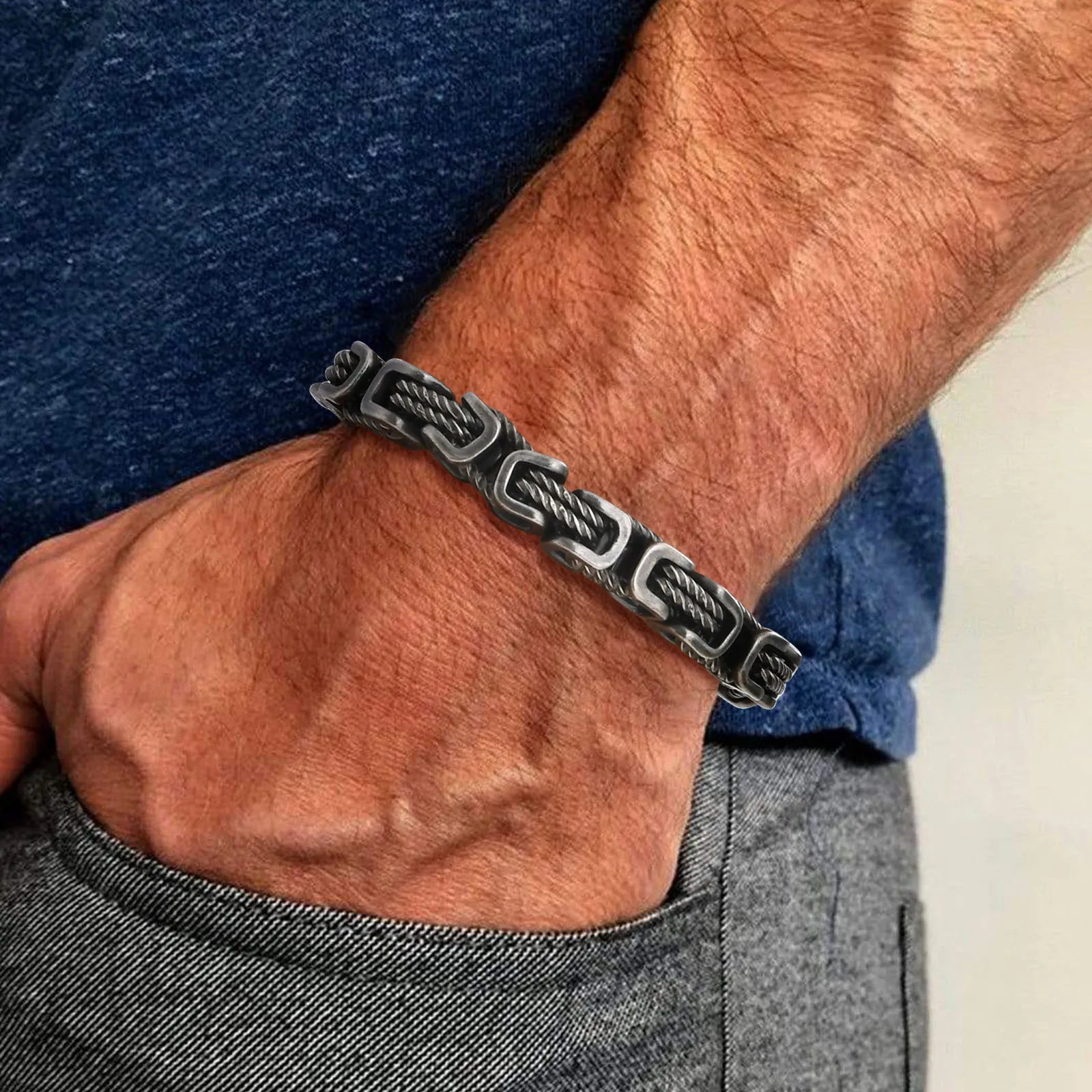 Men's Chunky Byzantine Bracelet