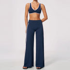 Nylon Striped Sleeveless True-To-Size Fit Two-Piece Yoga Set
