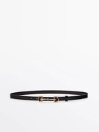 Thin Genuine Leather Belt with Metal Buckle