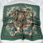 Lotus Print Satin Square Scarf