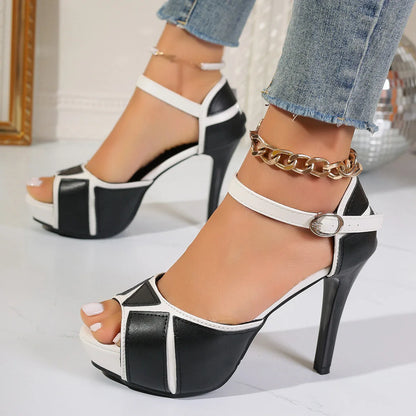 Colorblock Peep Toe Sandals