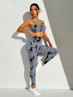 Checkered Seamless High-Waist Two-Piece Yoga Set