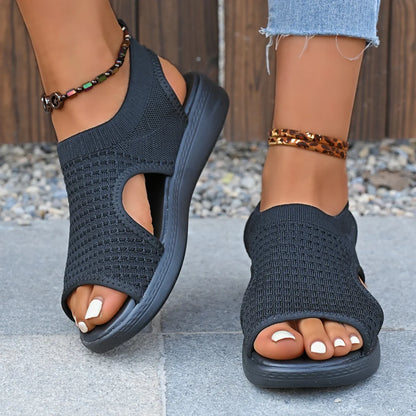 Mesh Platform Wedge Sandals
