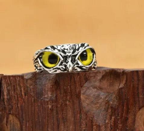 Gothic Owl Charm Ring