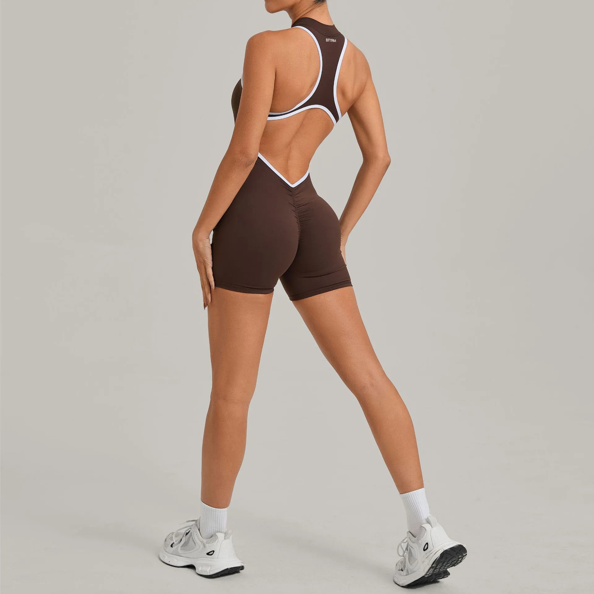 High-Stretch Knit Zip-Front Playsuit