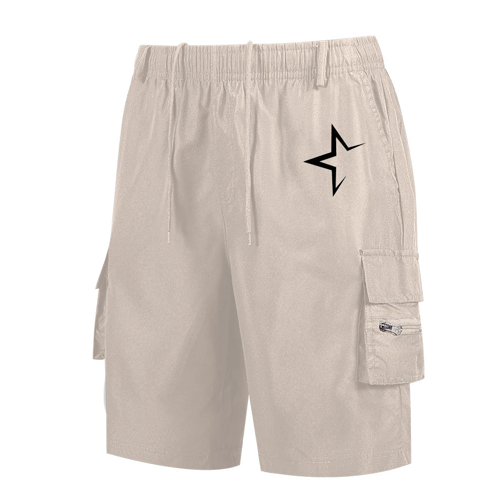 Quick-Dry Star Print Cargo Shorts