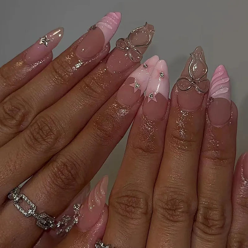 Leopard Print French False Nails