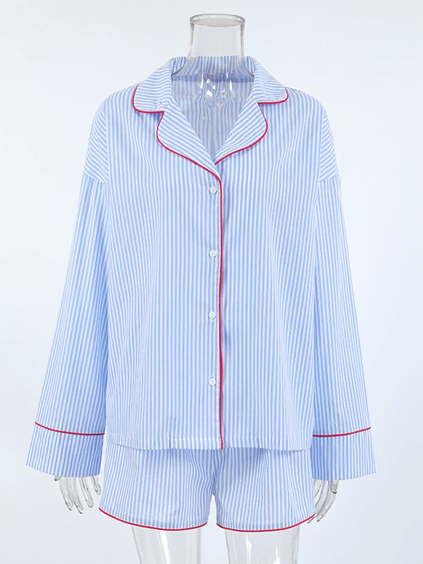 Striped Cotton Long Sleeve Pajama Set