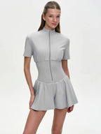 Mozision Sleek Zip-Front Slim Playsuit