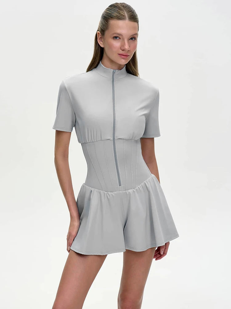 Mozision Sleek Zip-Front Slim Playsuit