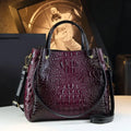 Genuine Leather Crocodile Print Tote Bag