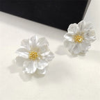 White Flower Stud Earrings