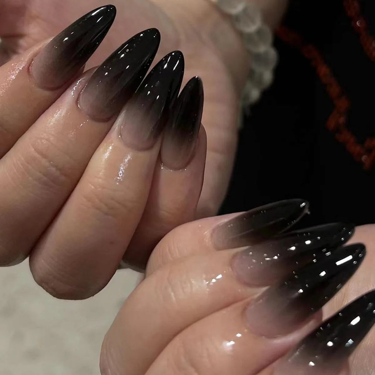 French Tip Fake Nails Almond