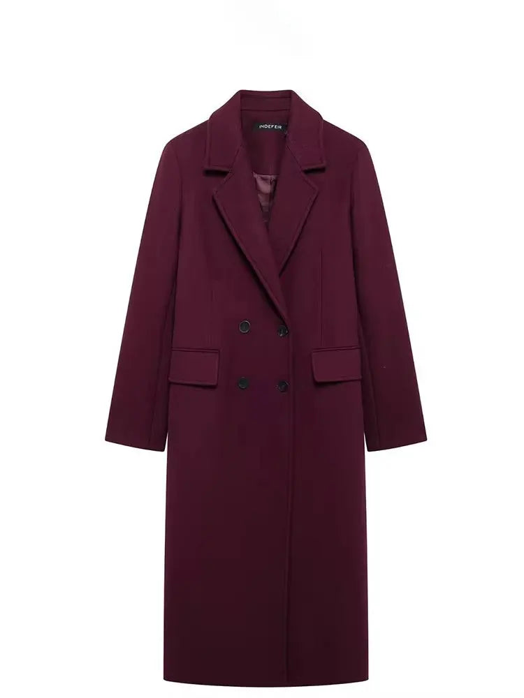 Burgundy Double Breasted Coat