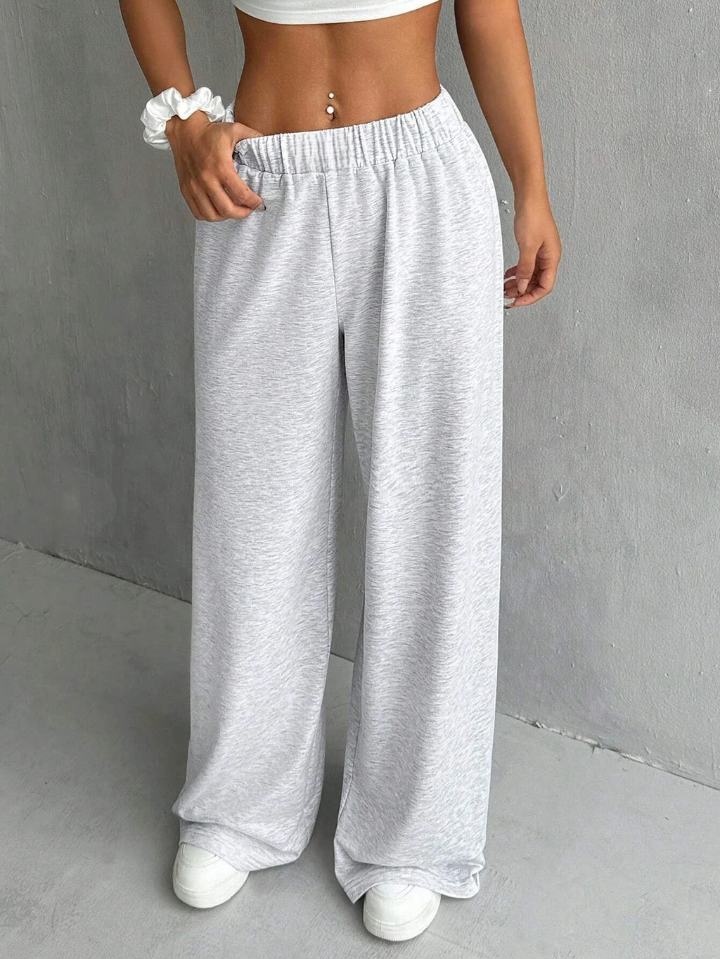 Solid Wide-Leg Ankle Pants