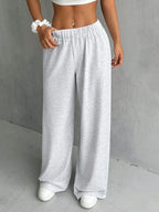 Solid Wide-Leg Ankle Pants