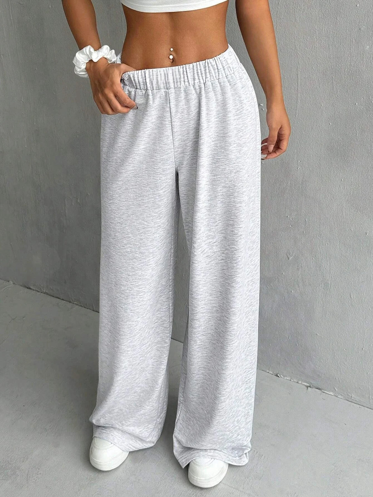 Solid Wide-Leg Ankle Pants