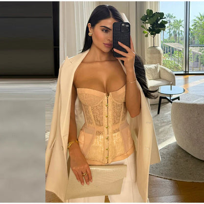 Lace Strapless Backless Corset Top