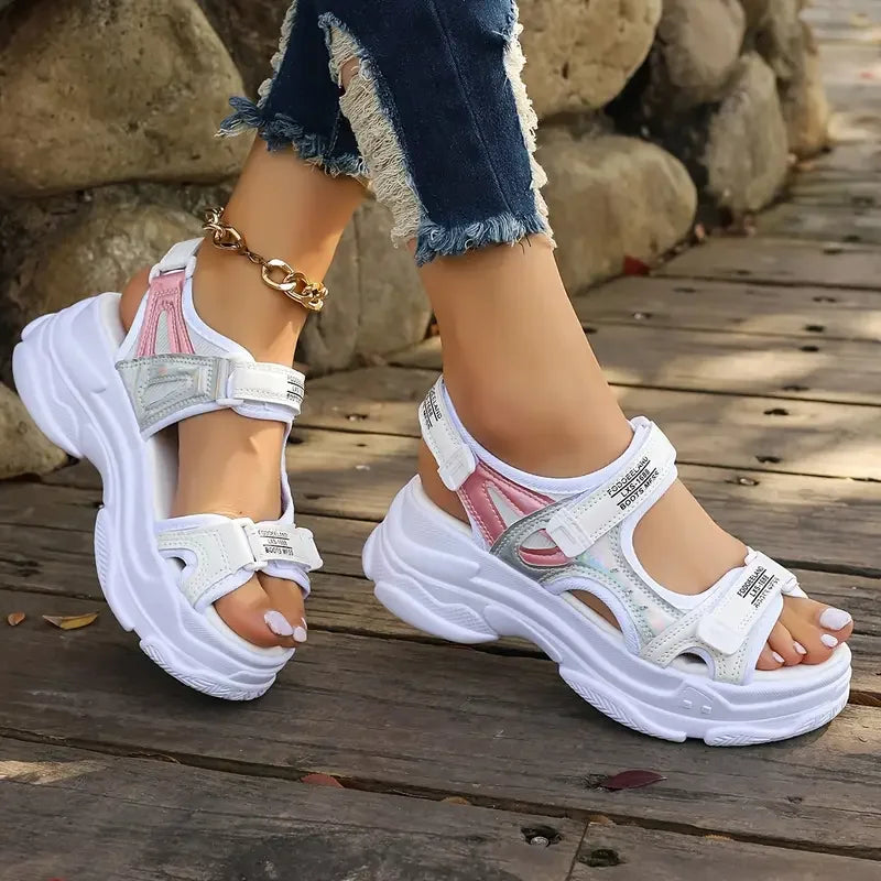 Women Patchwork Wedge Sandals