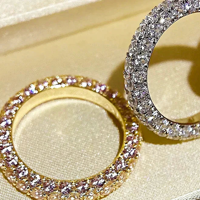 Three-Row Moissanite Wedding Band