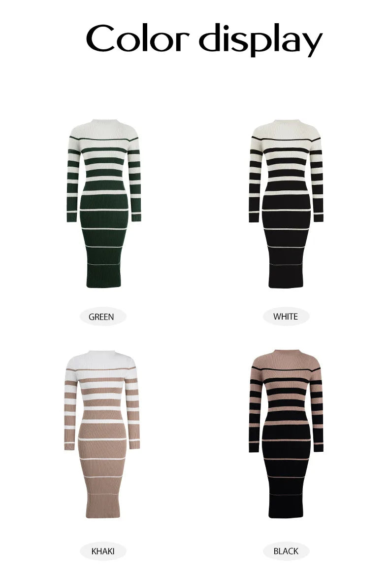 Striped Bodycon Midi Dress