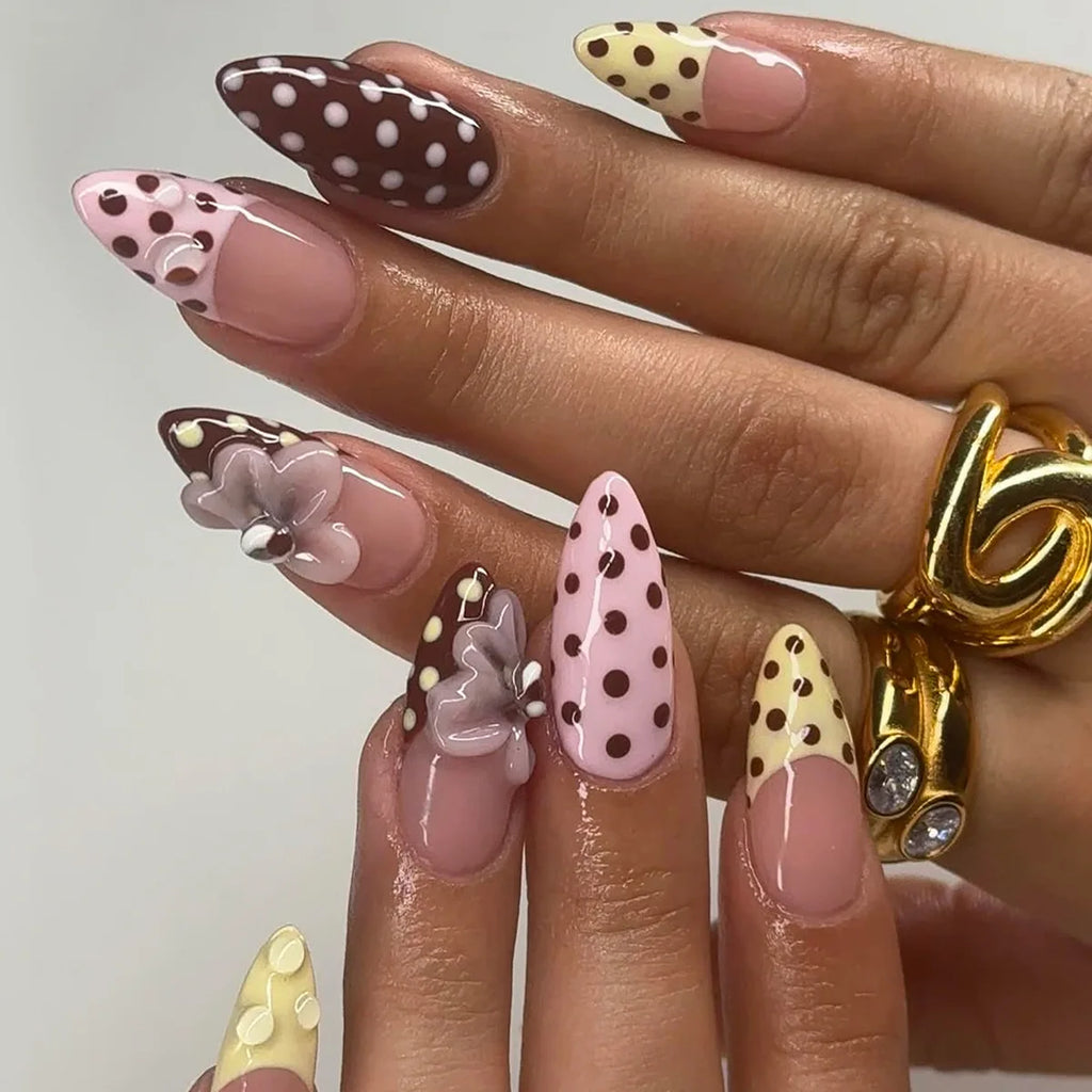 Blue Press Nails Polka Dot