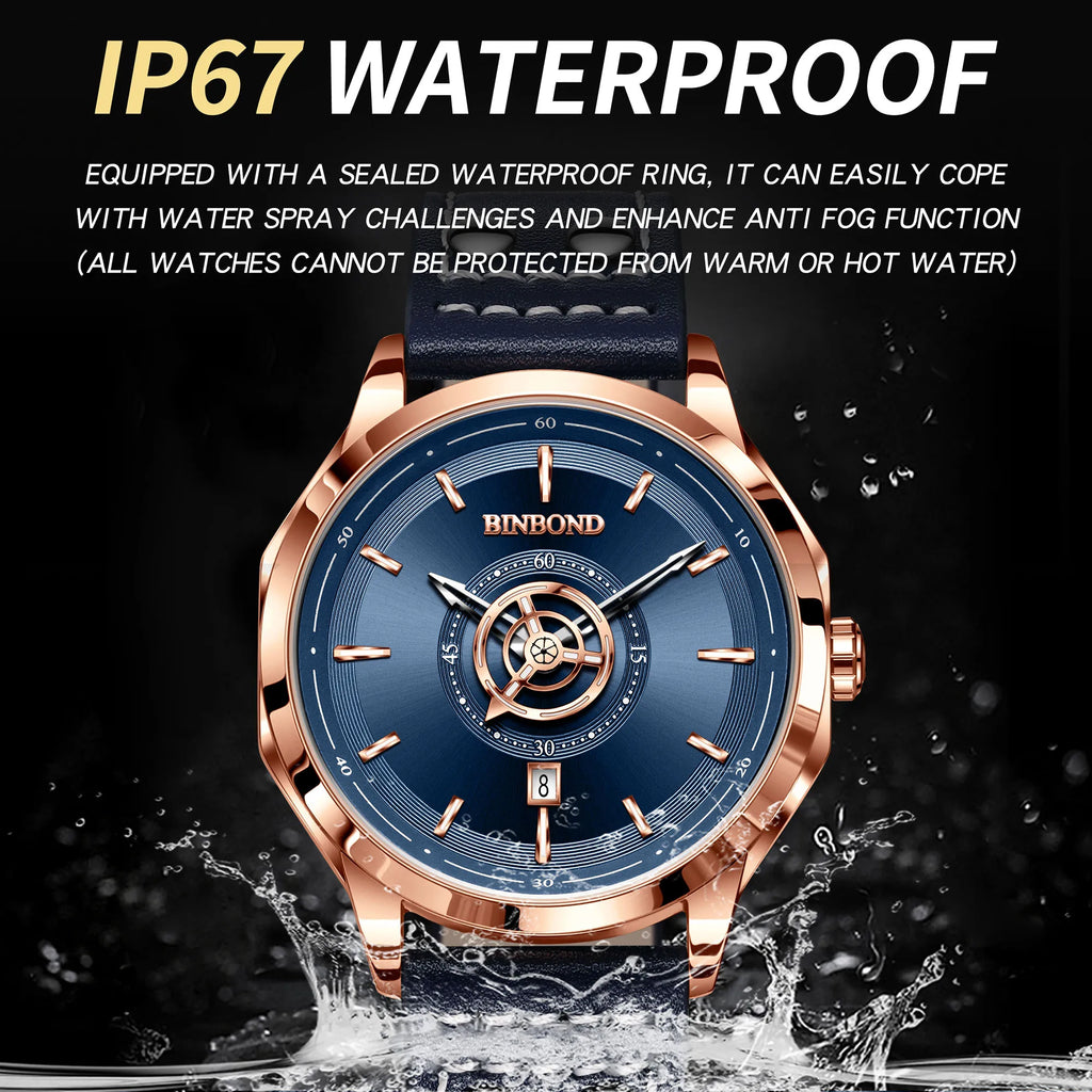 BINBOND Sport Leather Quartz Watch