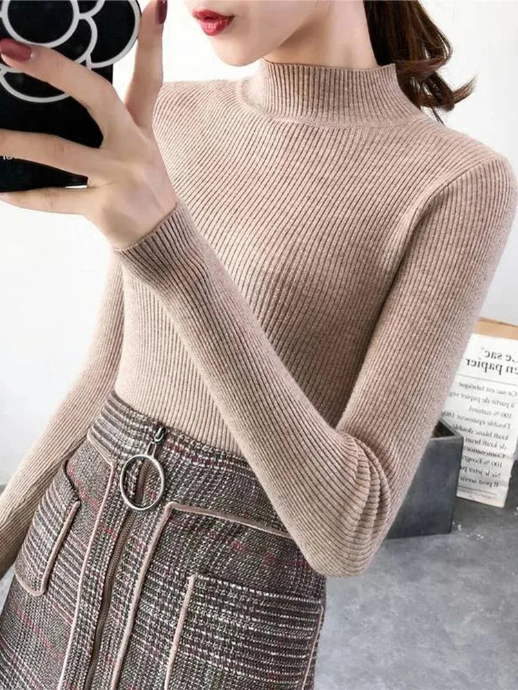 Mock Neck Slim Sweater