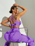 Checkered Seamless High-Waist Two-Piece Yoga Set
