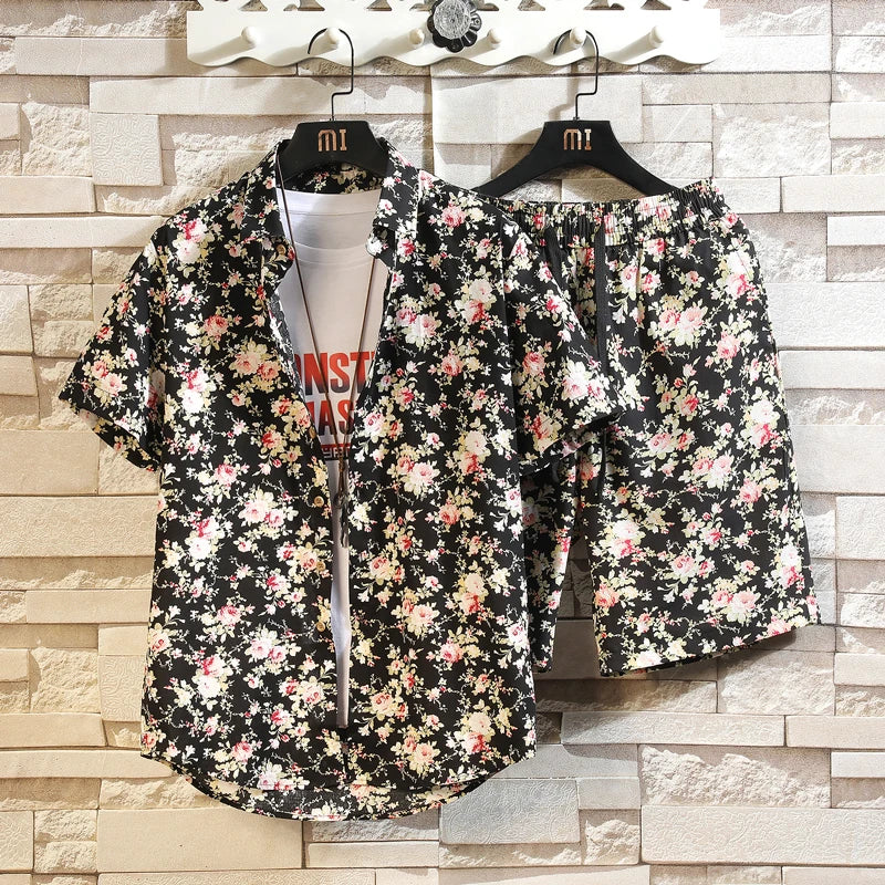Cotton Floral Shirt Shorts Set
