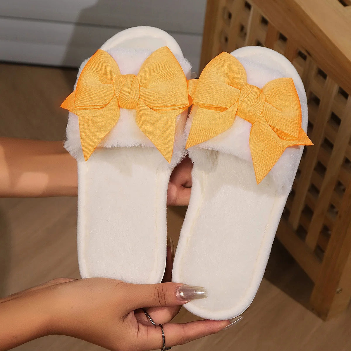Women Bow Winter Slippers
