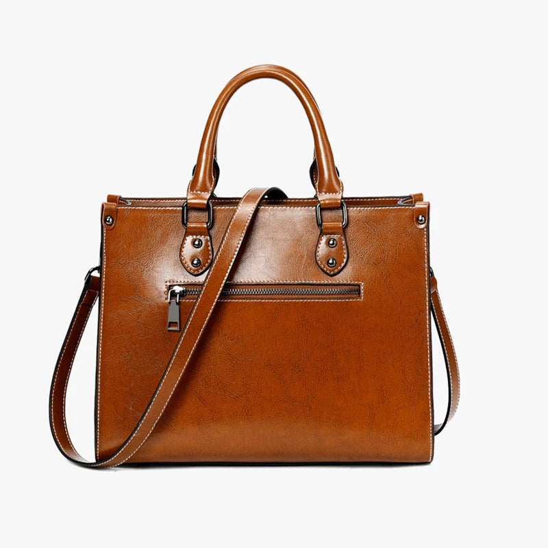 Genuine Leather Box Tote