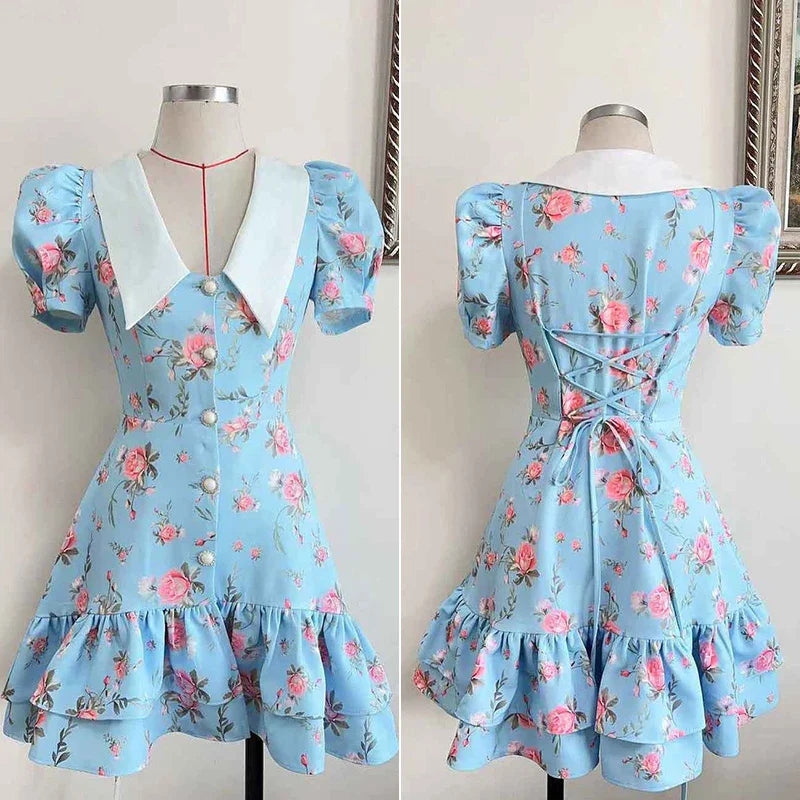 Puff Sleeve Ruffled Dress