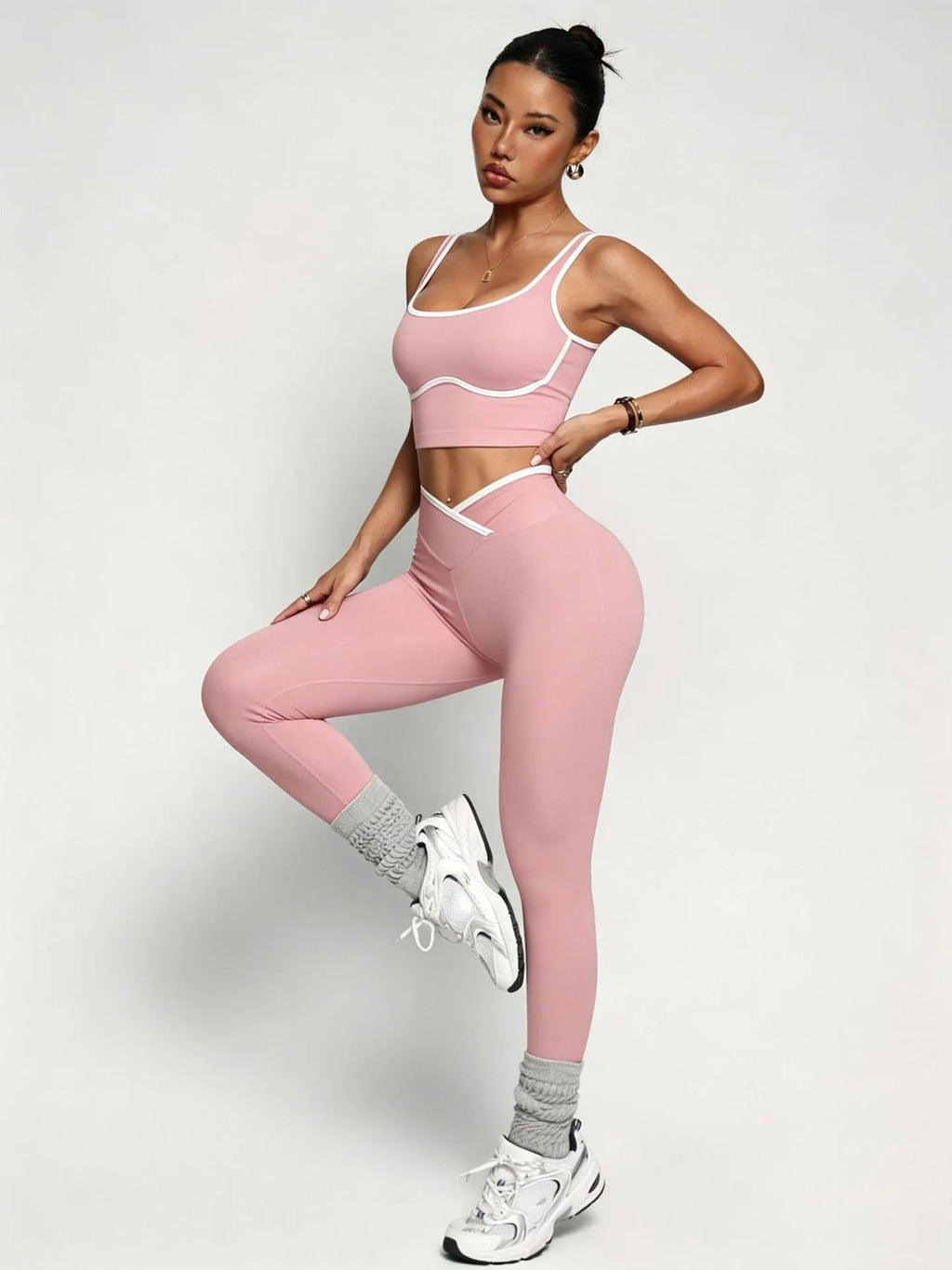 Blended Patchwork Pullover Slim Fit Two-Piece Yoga Set