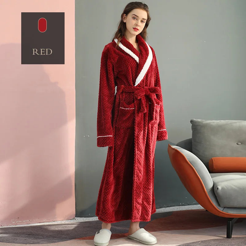 Autumn Winter Warm Coral Velvet Bathrobe
