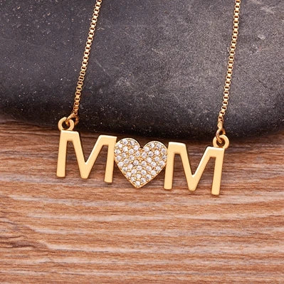 Zircon MOM Heart Necklace
