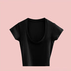 Broadcloth Solid Square Neck Slim Fit Crop Top