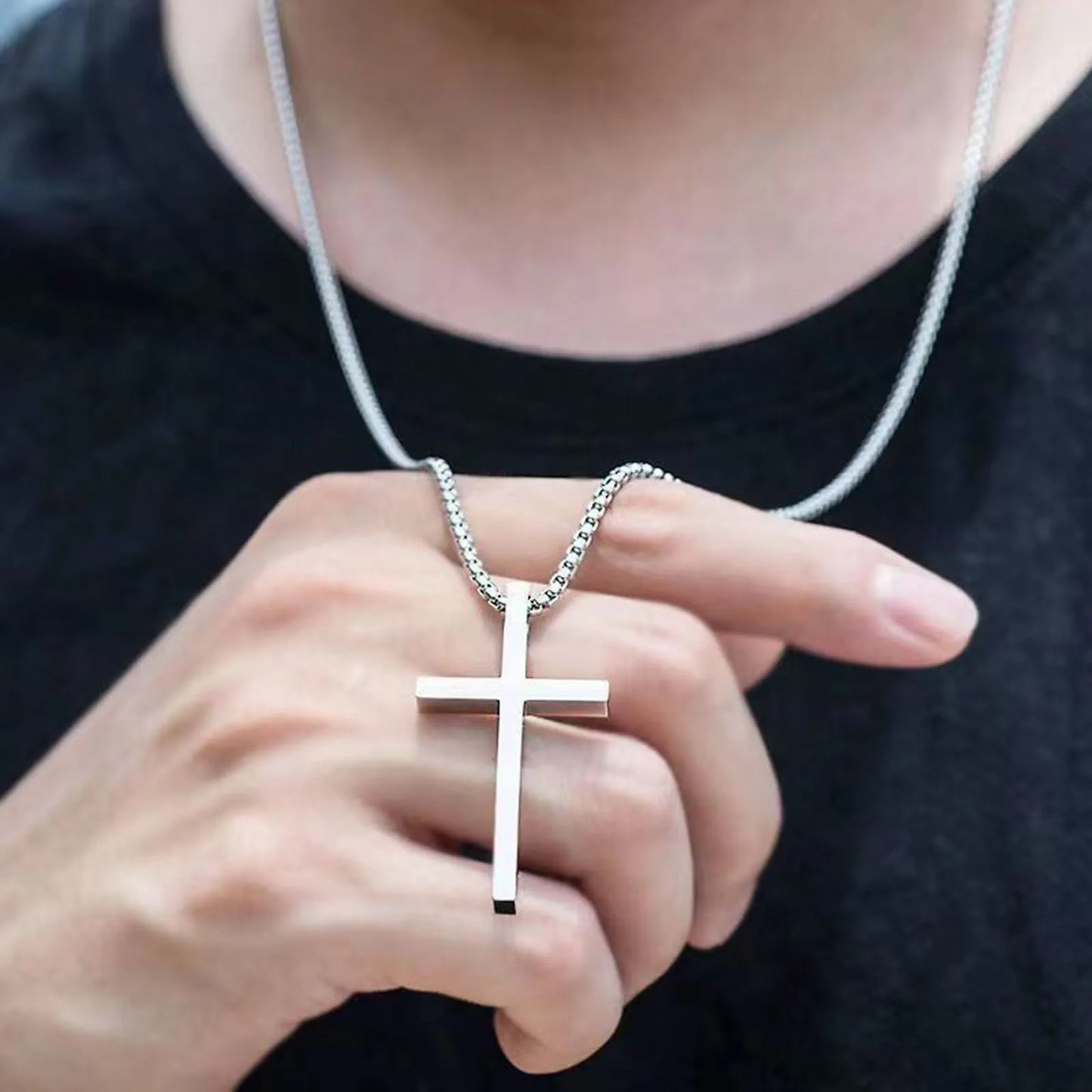 Silver Cross Pendant Chain