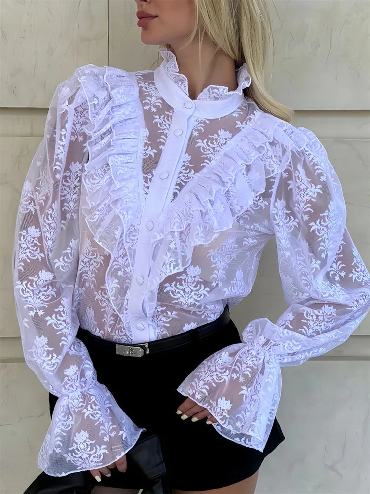 Lace Turtleneck Shirt