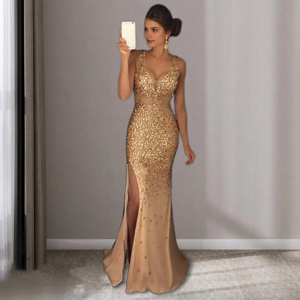 Sequin Mesh Evening Party Dress