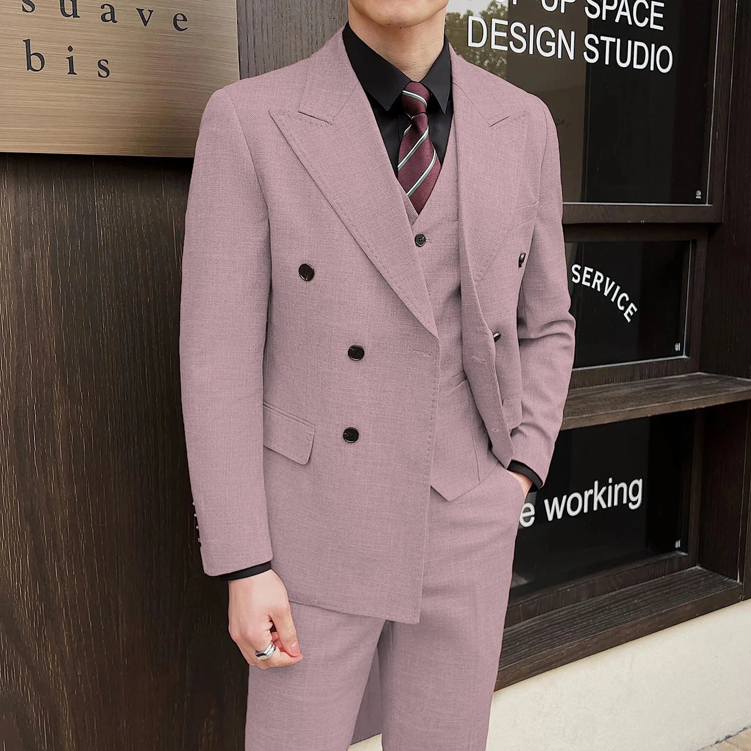 British Linen Slim Groom Suit Set