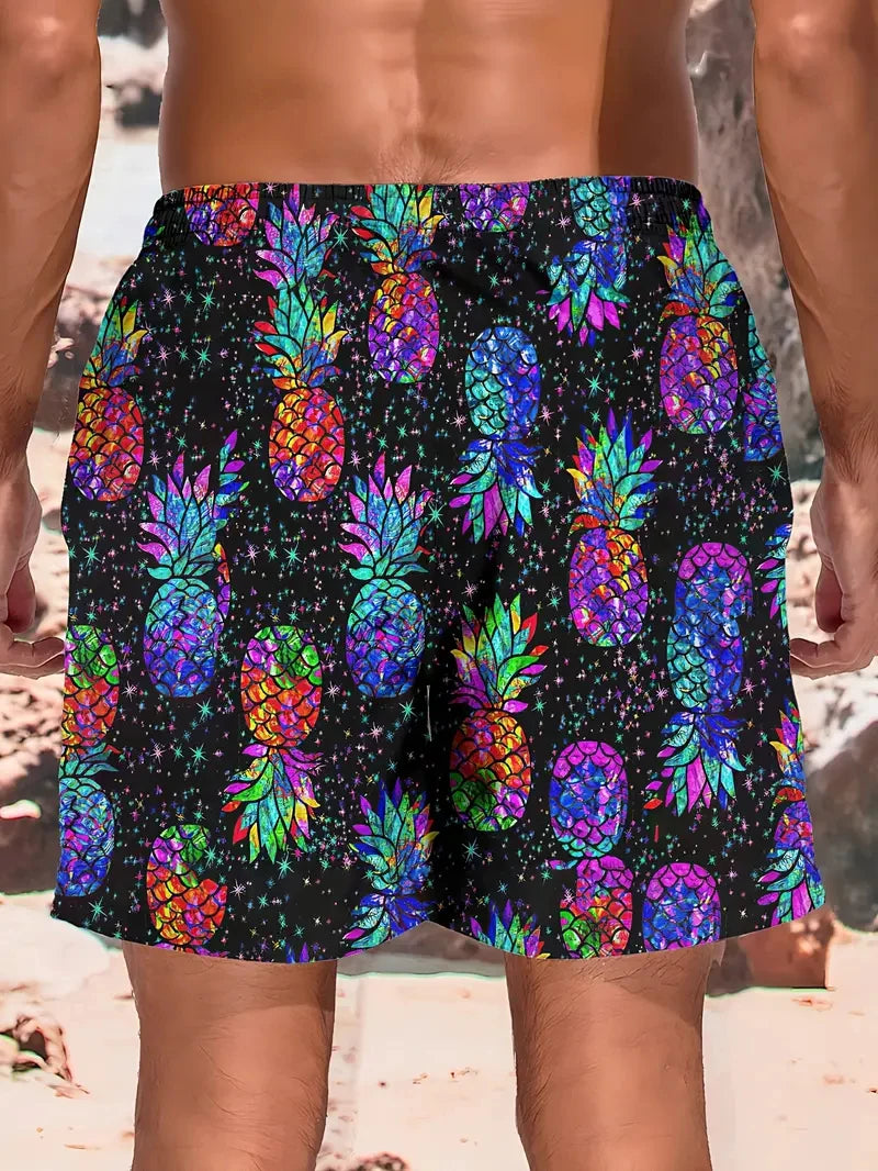 Pineapple 3D Print Swim Trunks