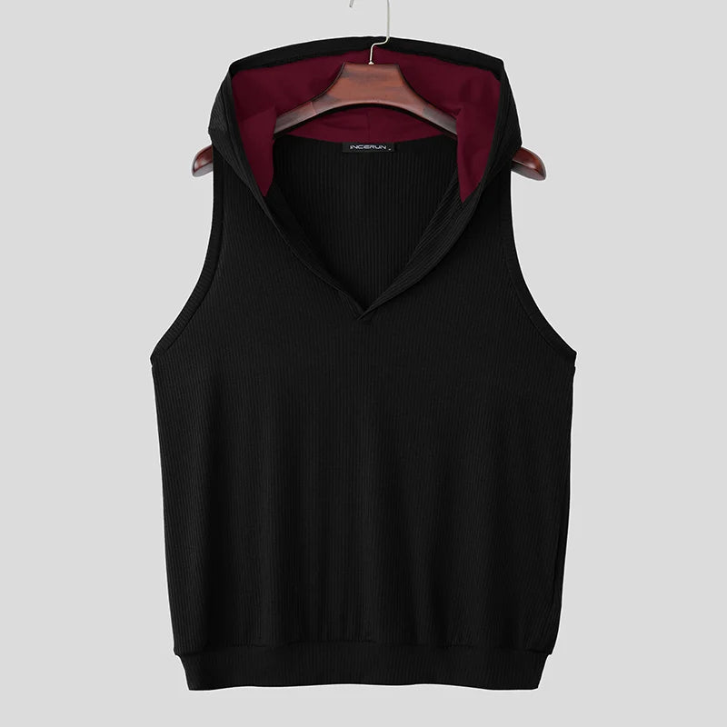 INCERUN Patchwork Hooded Vest