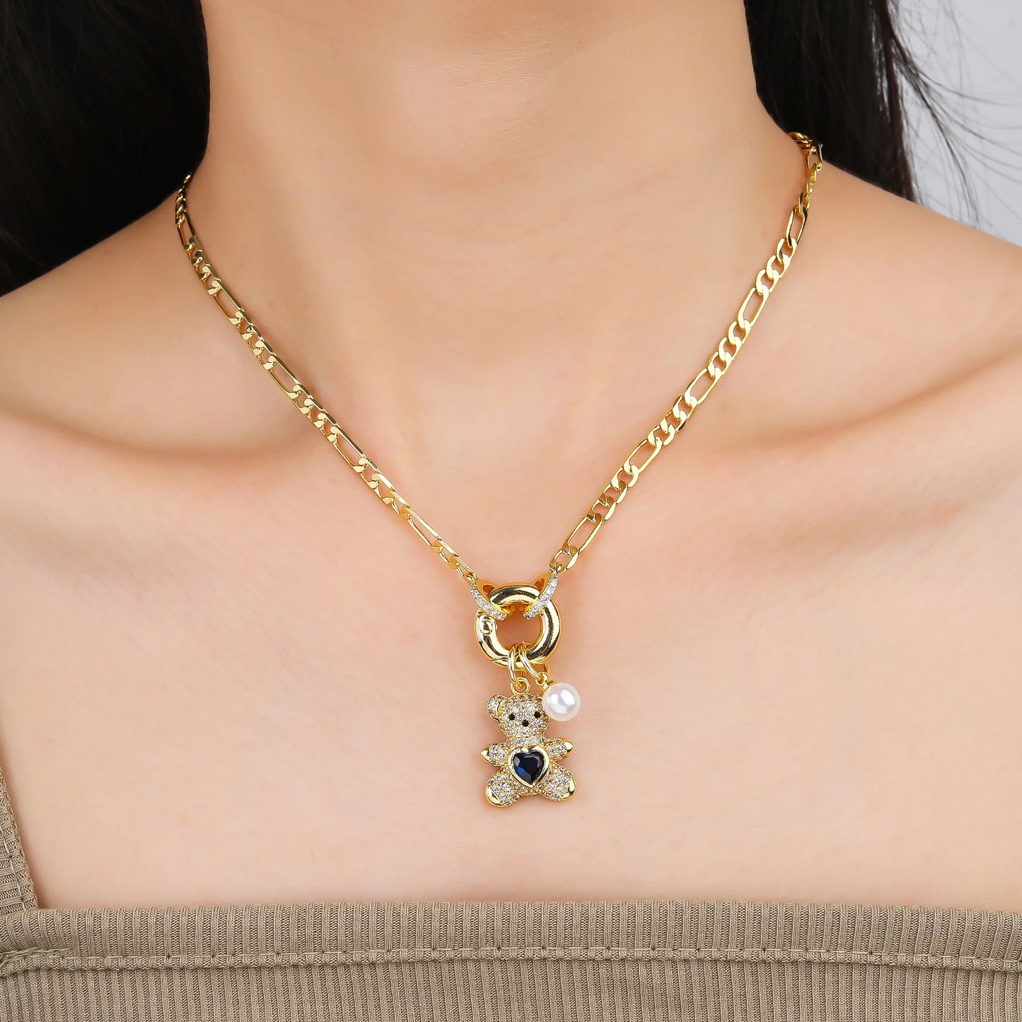 Crystal Bear Pendant Necklace