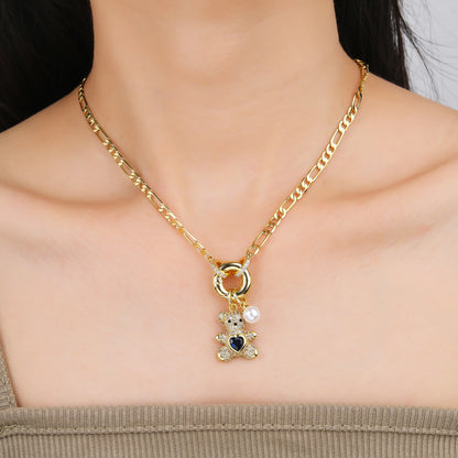 Crystal Bear Pendant Necklace