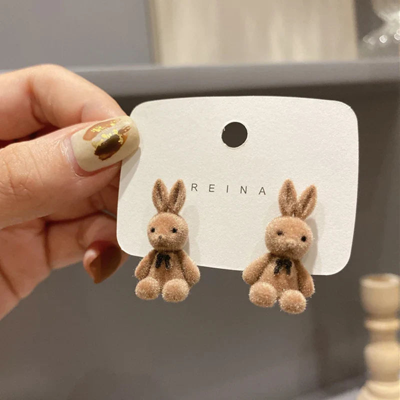 Plush Rabbit Stud Earrings