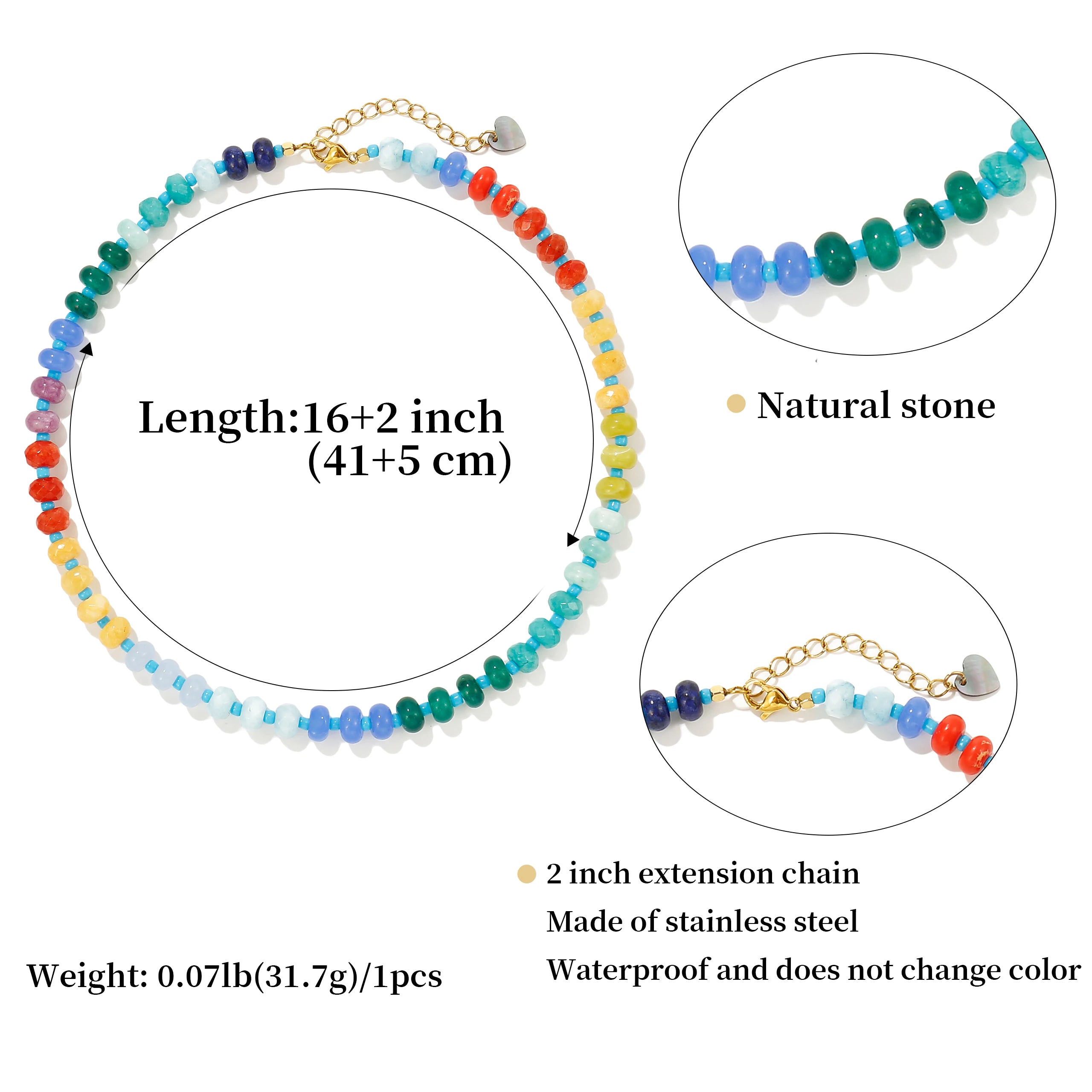 Rainbow Gemstone Choker Necklace