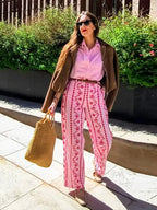 hfwomenfz Rainbow Print Wide-Leg Trousers