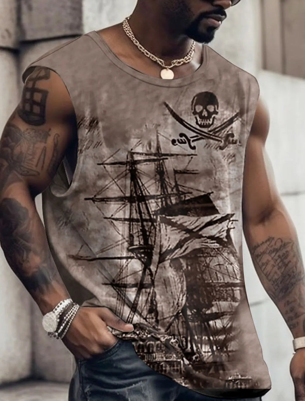 Rudder Graphic Print Tank Top